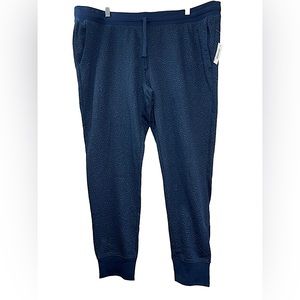 NWT Amazon Essentials navy blue leopard print drawstring sweatpants size XL